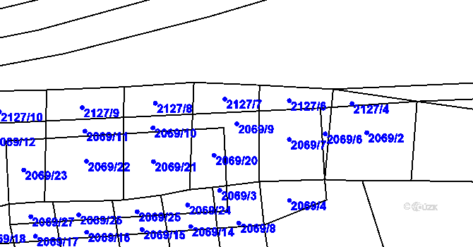 Parcela st. 2069/9 v KÚ Štichovice, Katastrální mapa