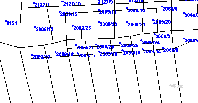 Parcela st. 2069/16 v KÚ Štichovice, Katastrální mapa