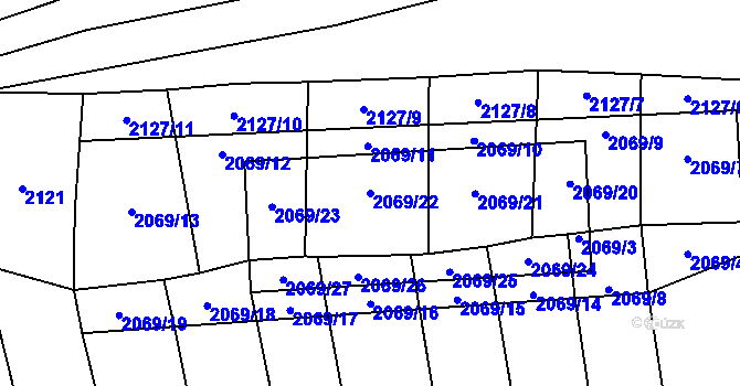 Parcela st. 2069/22 v KÚ Štichovice, Katastrální mapa