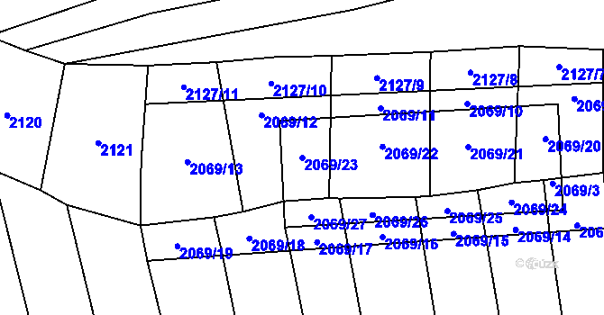 Parcela st. 2069/23 v KÚ Štichovice, Katastrální mapa