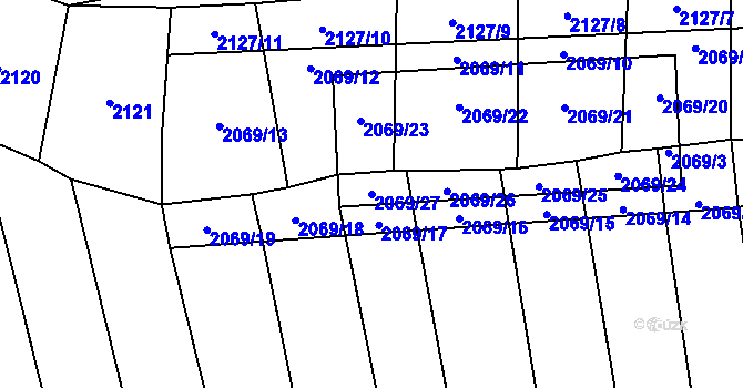 Parcela st. 2069/27 v KÚ Štichovice, Katastrální mapa