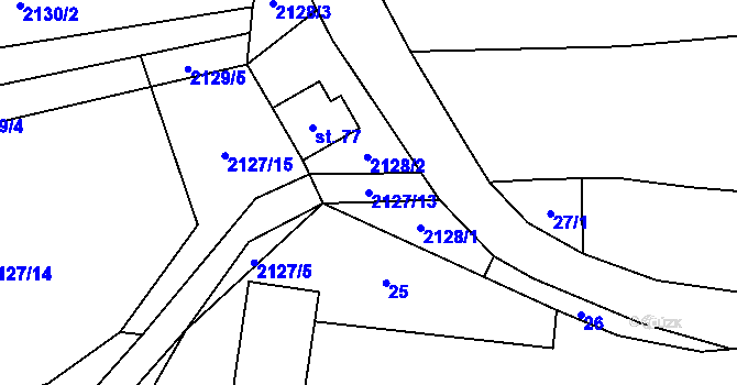 Parcela st. 2127/13 v KÚ Štichovice, Katastrální mapa