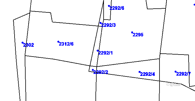 Parcela st. 2292/1 v KÚ Štichovice, Katastrální mapa