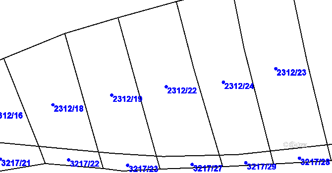 Parcela st. 2312/22 v KÚ Štichovice, Katastrální mapa