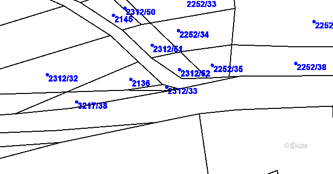 Parcela st. 2312/33 v KÚ Štichovice, Katastrální mapa