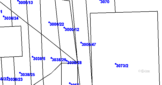 Parcela st. 3000/47 v KÚ Štichovice, Katastrální mapa