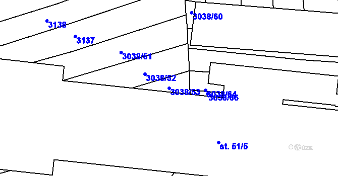 Parcela st. 3038/53 v KÚ Štichovice, Katastrální mapa