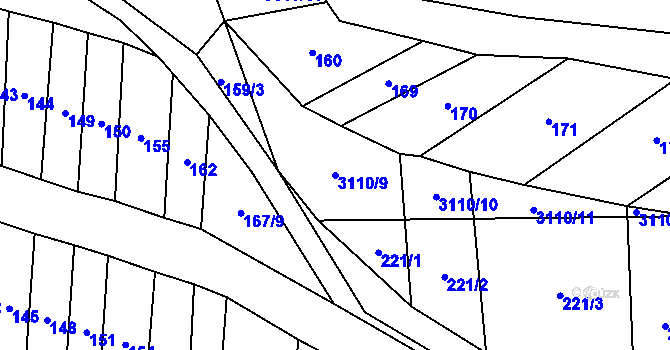 Parcela st. 3110/9 v KÚ Štichovice, Katastrální mapa