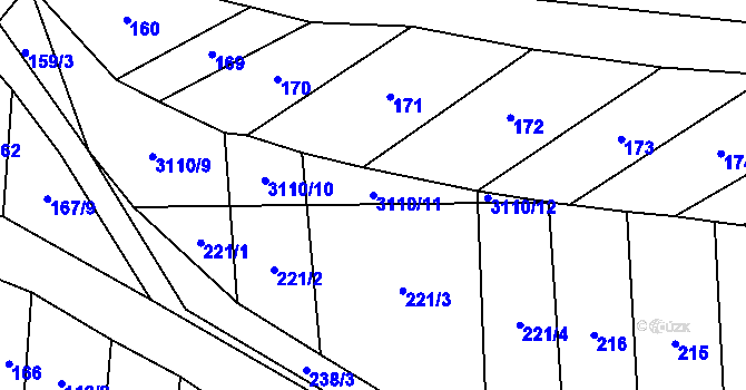 Parcela st. 3110/11 v KÚ Štichovice, Katastrální mapa