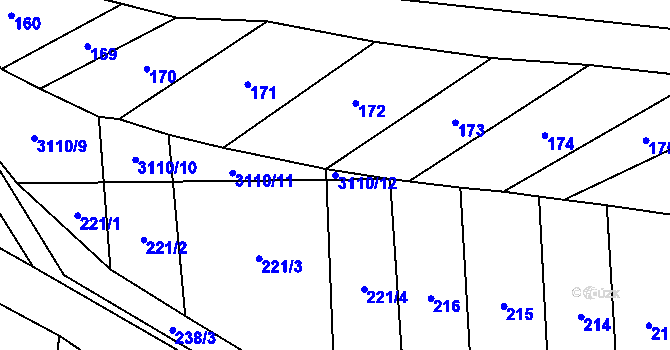 Parcela st. 3110/12 v KÚ Štichovice, Katastrální mapa