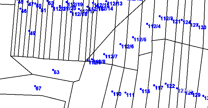Parcela st. 112/7 v KÚ Štichovice, Katastrální mapa