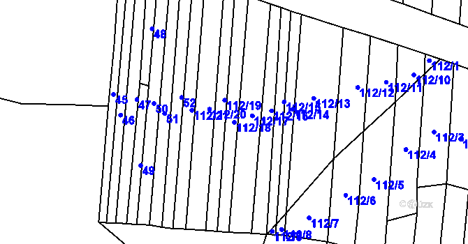 Parcela st. 112/18 v KÚ Štichovice, Katastrální mapa