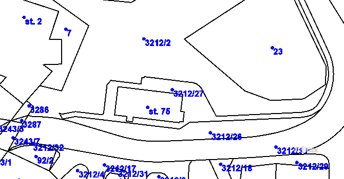 Parcela st. 3212/27 v KÚ Štichovice, Katastrální mapa