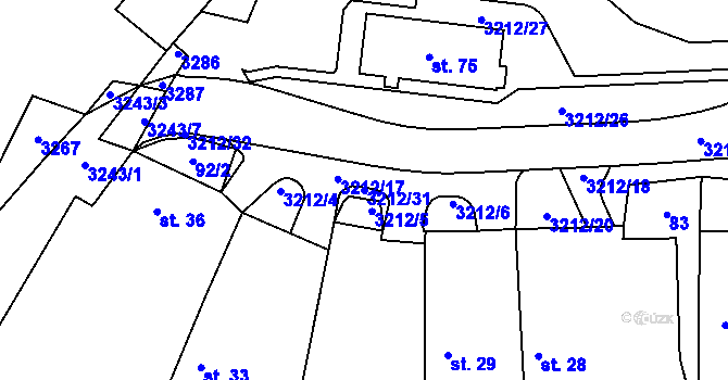 Parcela st. 3212/31 v KÚ Štichovice, Katastrální mapa