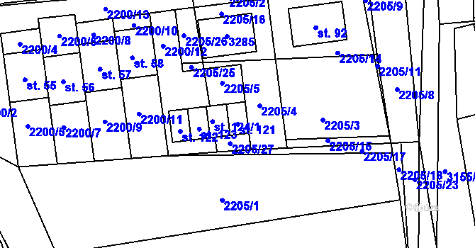 Parcela st. 121 v KÚ Štichovice, Katastrální mapa