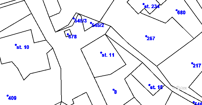 Parcela st. 11 v KÚ Štikov, Katastrální mapa