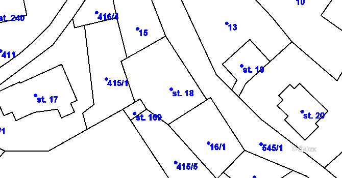 Parcela st. 18 v KÚ Štikov, Katastrální mapa