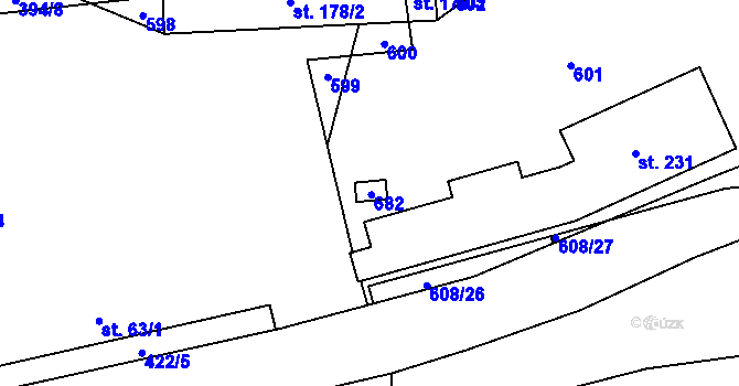 Parcela st. 63/2 v KÚ Štikov, Katastrální mapa