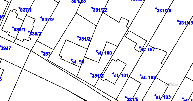 Parcela st. 100 v KÚ Štikov, Katastrální mapa