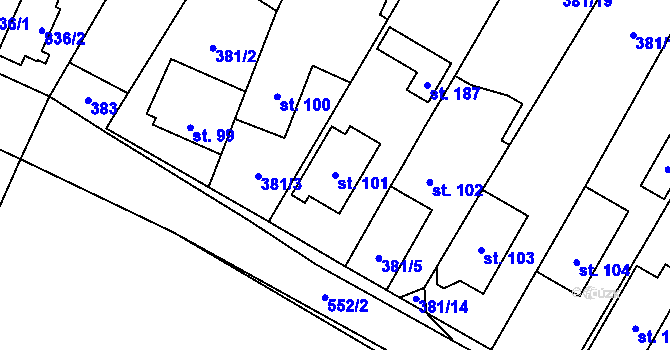 Parcela st. 101 v KÚ Štikov, Katastrální mapa