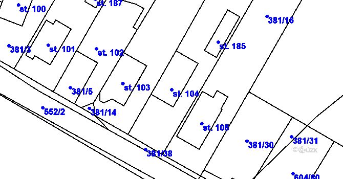 Parcela st. 104 v KÚ Štikov, Katastrální mapa
