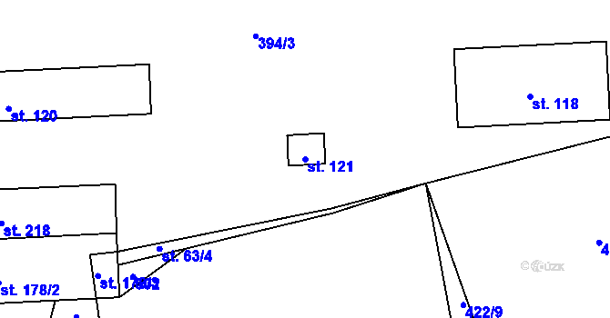 Parcela st. 121 v KÚ Štikov, Katastrální mapa