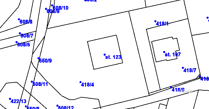 Parcela st. 123 v KÚ Štikov, Katastrální mapa