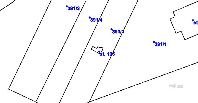 Parcela st. 133 v KÚ Štikov, Katastrální mapa
