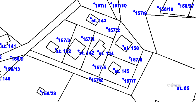 Parcela st. 144 v KÚ Štikov, Katastrální mapa