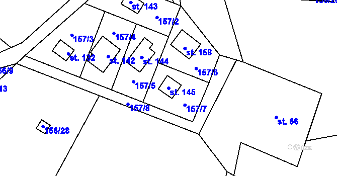 Parcela st. 145 v KÚ Štikov, Katastrální mapa