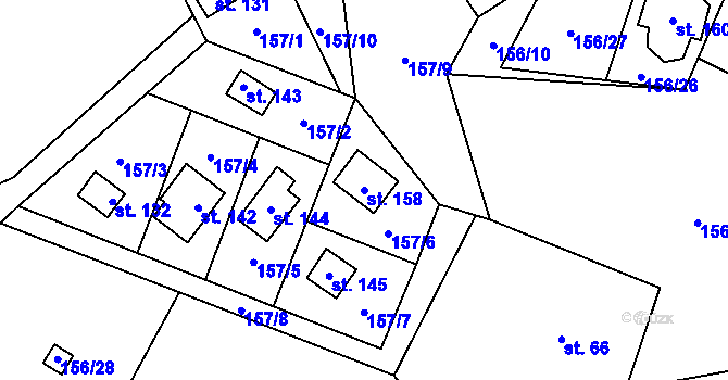 Parcela st. 158 v KÚ Štikov, Katastrální mapa