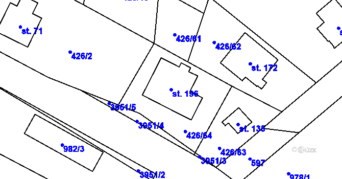 Parcela st. 196 v KÚ Štikov, Katastrální mapa