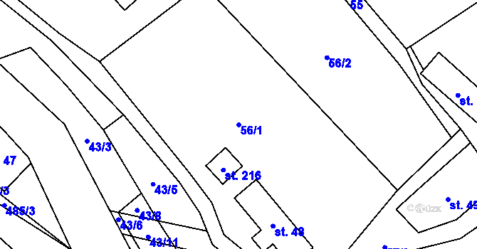 Parcela st. 56/1 v KÚ Štikov, Katastrální mapa