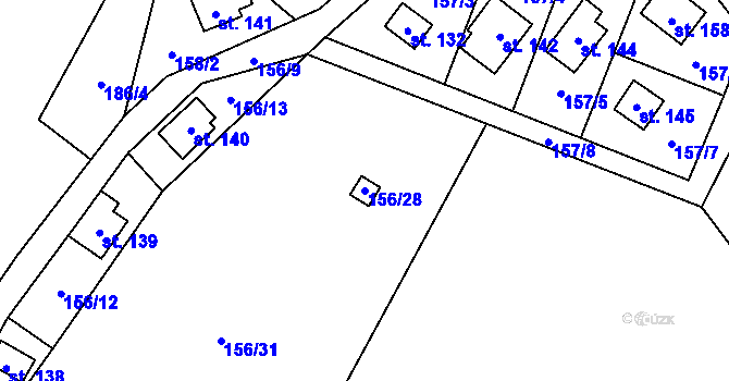 Parcela st. 156/28 v KÚ Štikov, Katastrální mapa