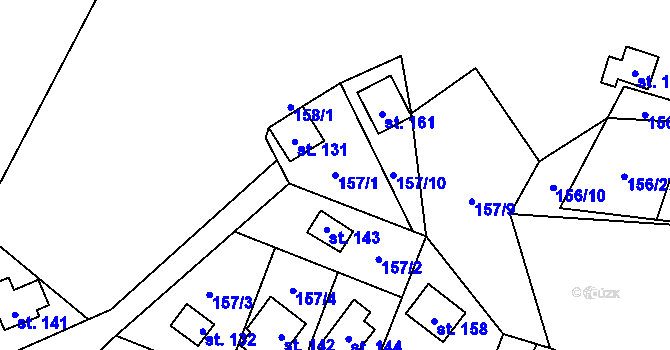 Parcela st. 157/1 v KÚ Štikov, Katastrální mapa