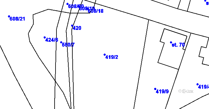 Parcela st. 419/2 v KÚ Štikov, Katastrální mapa