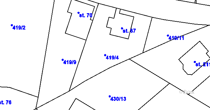 Parcela st. 419/4 v KÚ Štikov, Katastrální mapa