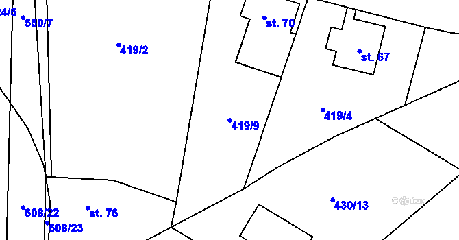 Parcela st. 419/9 v KÚ Štikov, Katastrální mapa