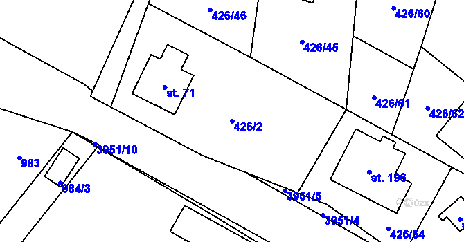 Parcela st. 426/2 v KÚ Štikov, Katastrální mapa