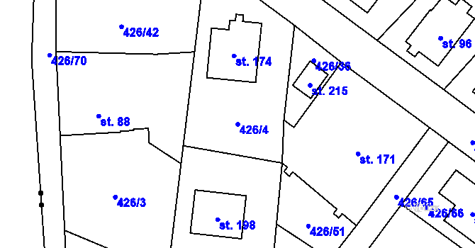 Parcela st. 426/4 v KÚ Štikov, Katastrální mapa