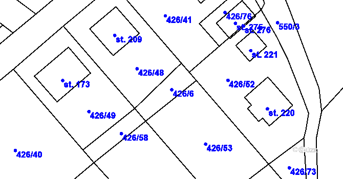 Parcela st. 426/6 v KÚ Štikov, Katastrální mapa