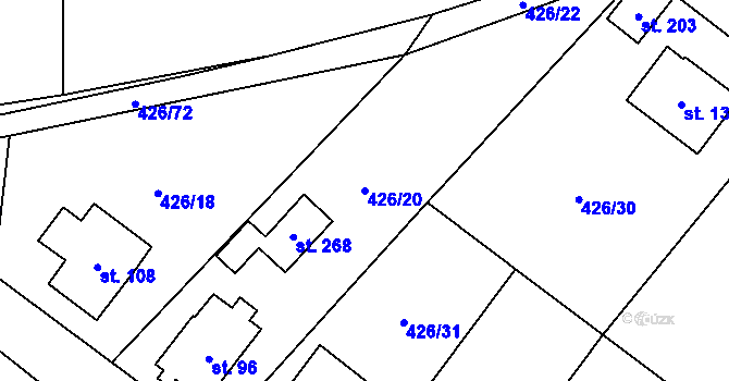 Parcela st. 426/20 v KÚ Štikov, Katastrální mapa