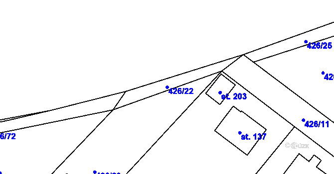 Parcela st. 426/22 v KÚ Štikov, Katastrální mapa