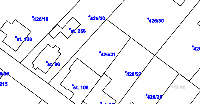 Parcela st. 426/31 v KÚ Štikov, Katastrální mapa