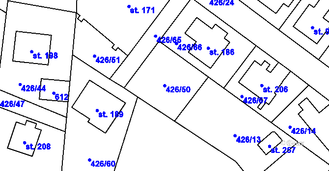 Parcela st. 426/50 v KÚ Štikov, Katastrální mapa