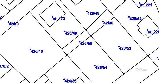 Parcela st. 426/58 v KÚ Štikov, Katastrální mapa