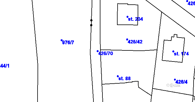 Parcela st. 426/70 v KÚ Štikov, Katastrální mapa