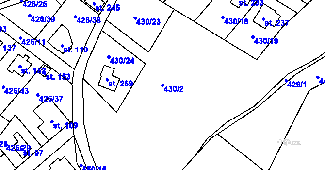 Parcela st. 430/2 v KÚ Štikov, Katastrální mapa