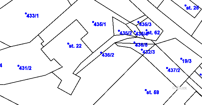 Parcela st. 436/2 v KÚ Štikov, Katastrální mapa