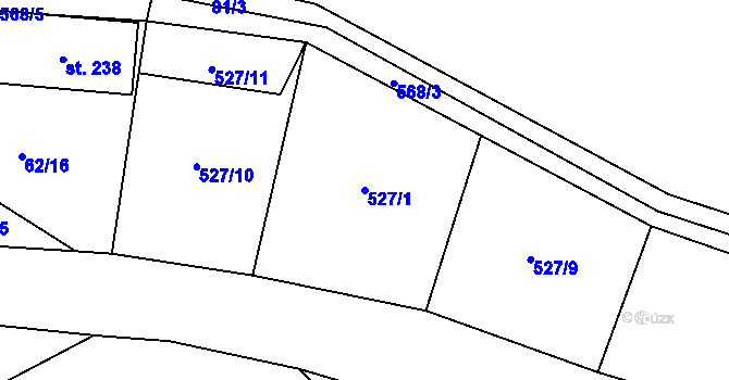 Parcela st. 527/1 v KÚ Štikov, Katastrální mapa